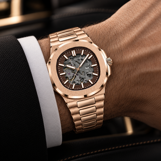 Auren Skeleton Rosegold Japanese Movement