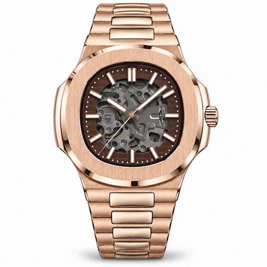 Auren Skeleton Rosegold Japanese Movement